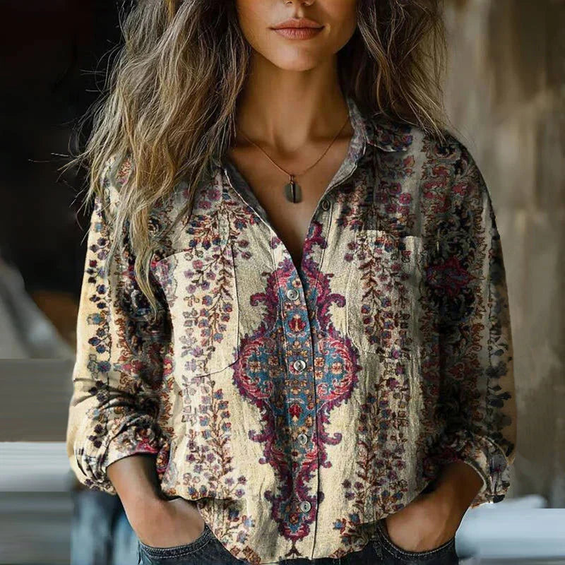 Dames Blouse Vintage Stijl Losse Pasvorm
