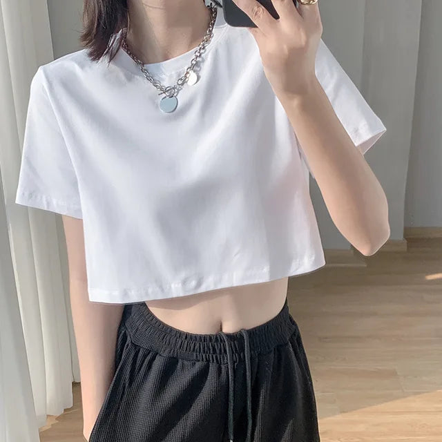 Effen Kleur T-Shirt Top voor Dame Zomer