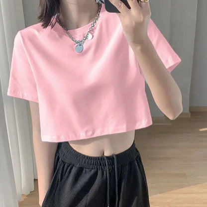 Effen Kleur T-Shirt Top voor Dame Zomer - StudioMarella