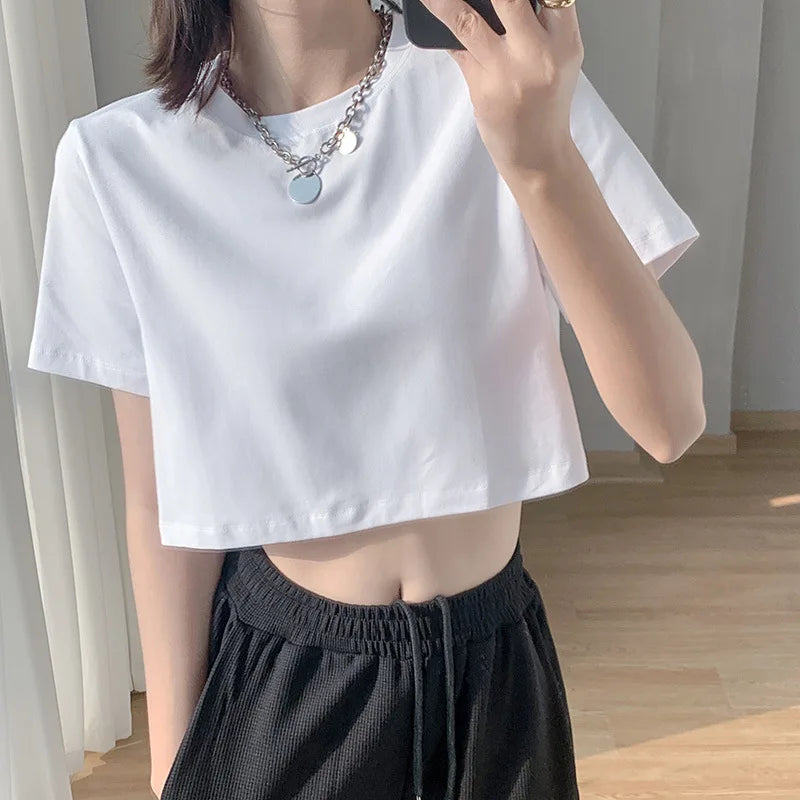 Effen Kleur T-Shirt Top voor Dame Zomer