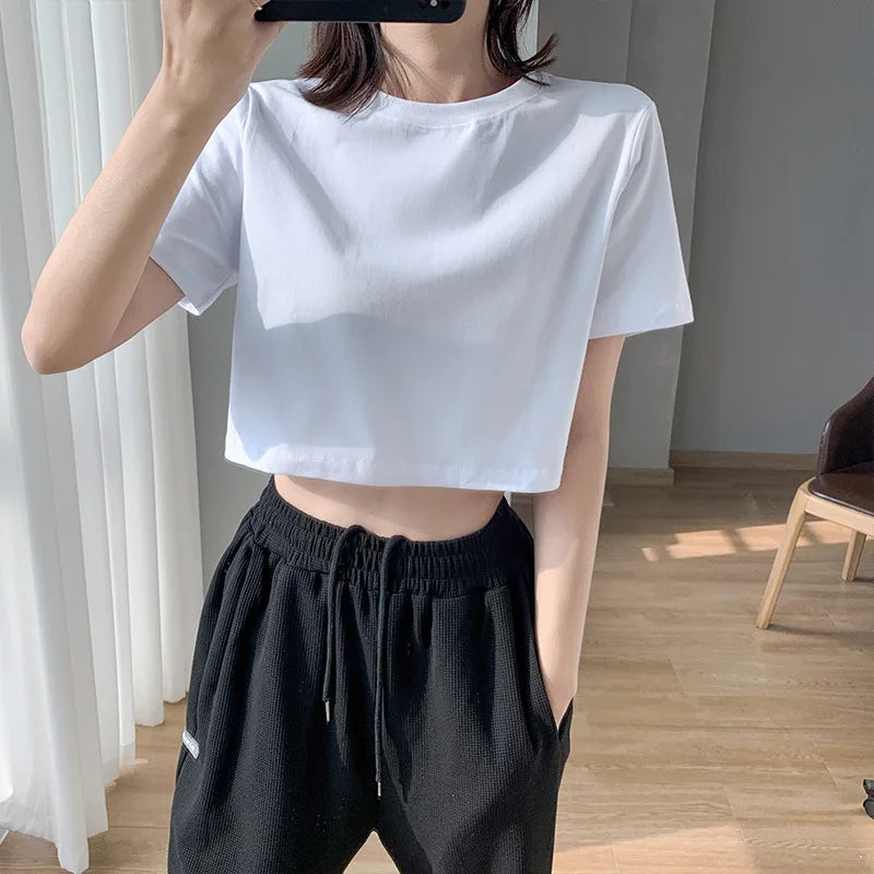Effen Kleur T-Shirt Top voor Dame Zomer