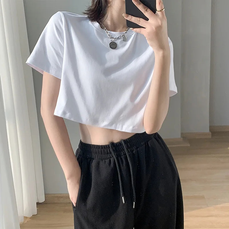 Effen Kleur T-Shirt Top voor Dame Zomer