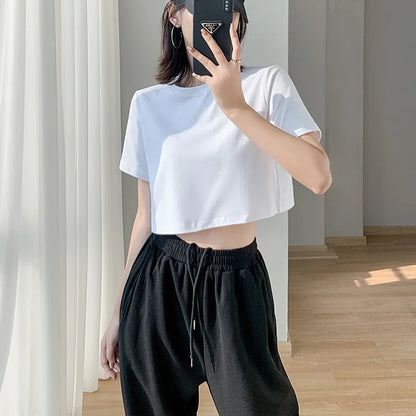 Effen Kleur T-Shirt Top voor Dame Zomer