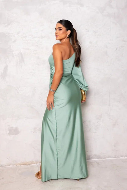 Elegante Asymmetrische Avondjurk van Raso met Splijt