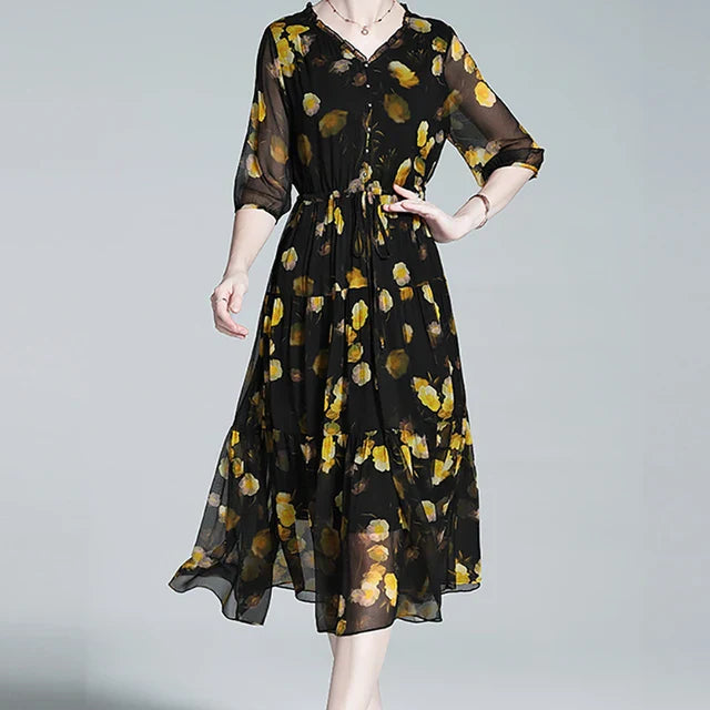 Zomerjurk Bloemenprint Chiffon Jurk Vrouwelijk - StudioMarella