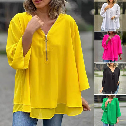Vrouwelijke Chiffon Bloes Lichte Zomerkleding