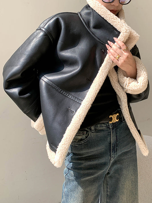 Dames Leren Jas Fleece Gevoerd Warm en Comfortabel - StudioMarella