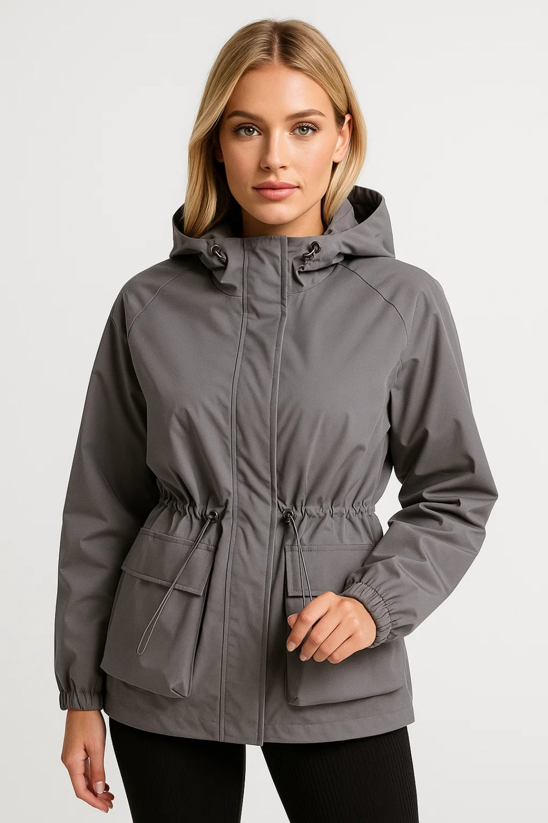 Regenjas Dames Waterdicht met Capuchon en Aanpasbare Taille - StudioMarella