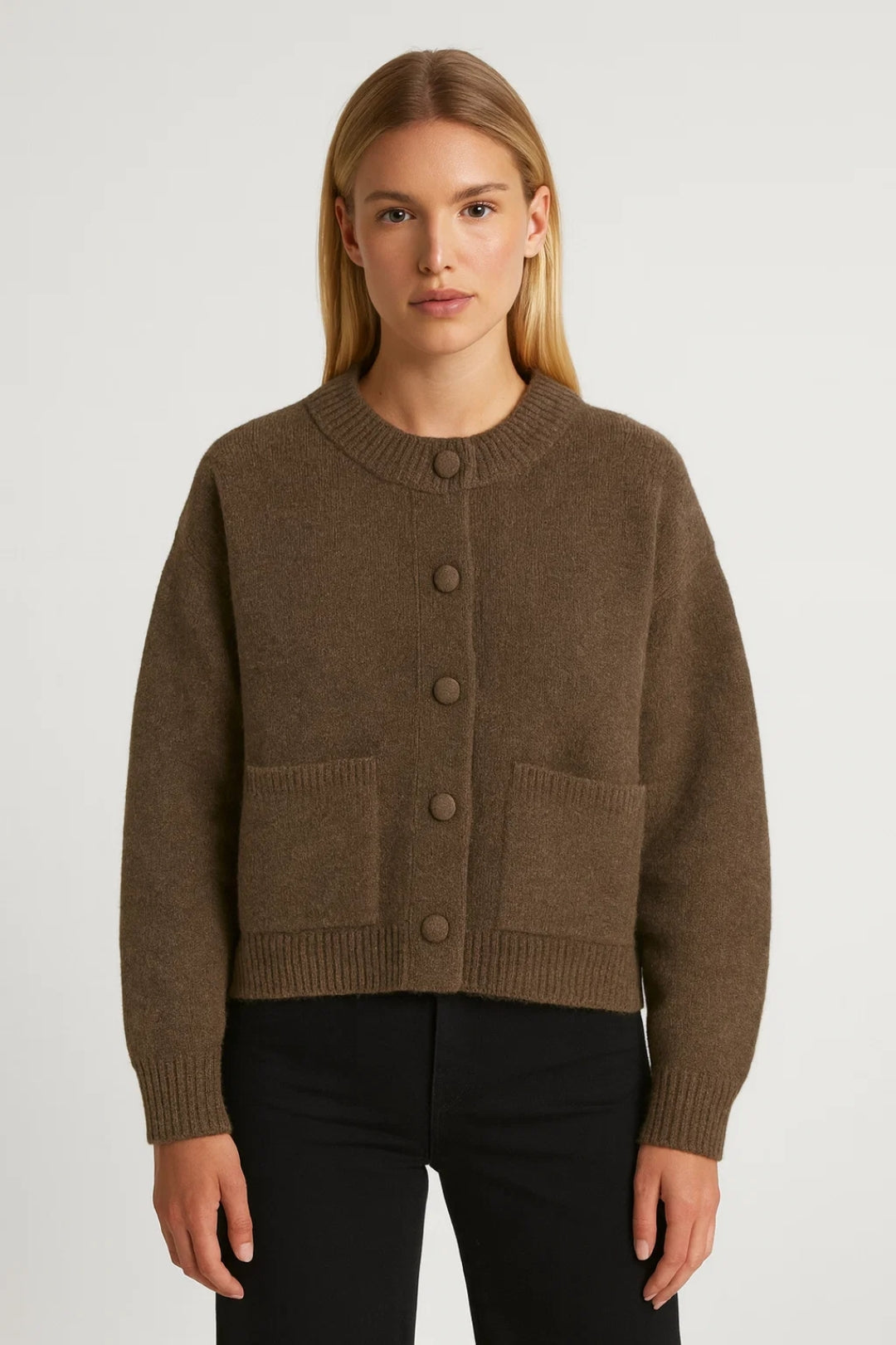Vest voor Dames - Korte Cardigan met Knoop en Zakken Casual - StudioMarella