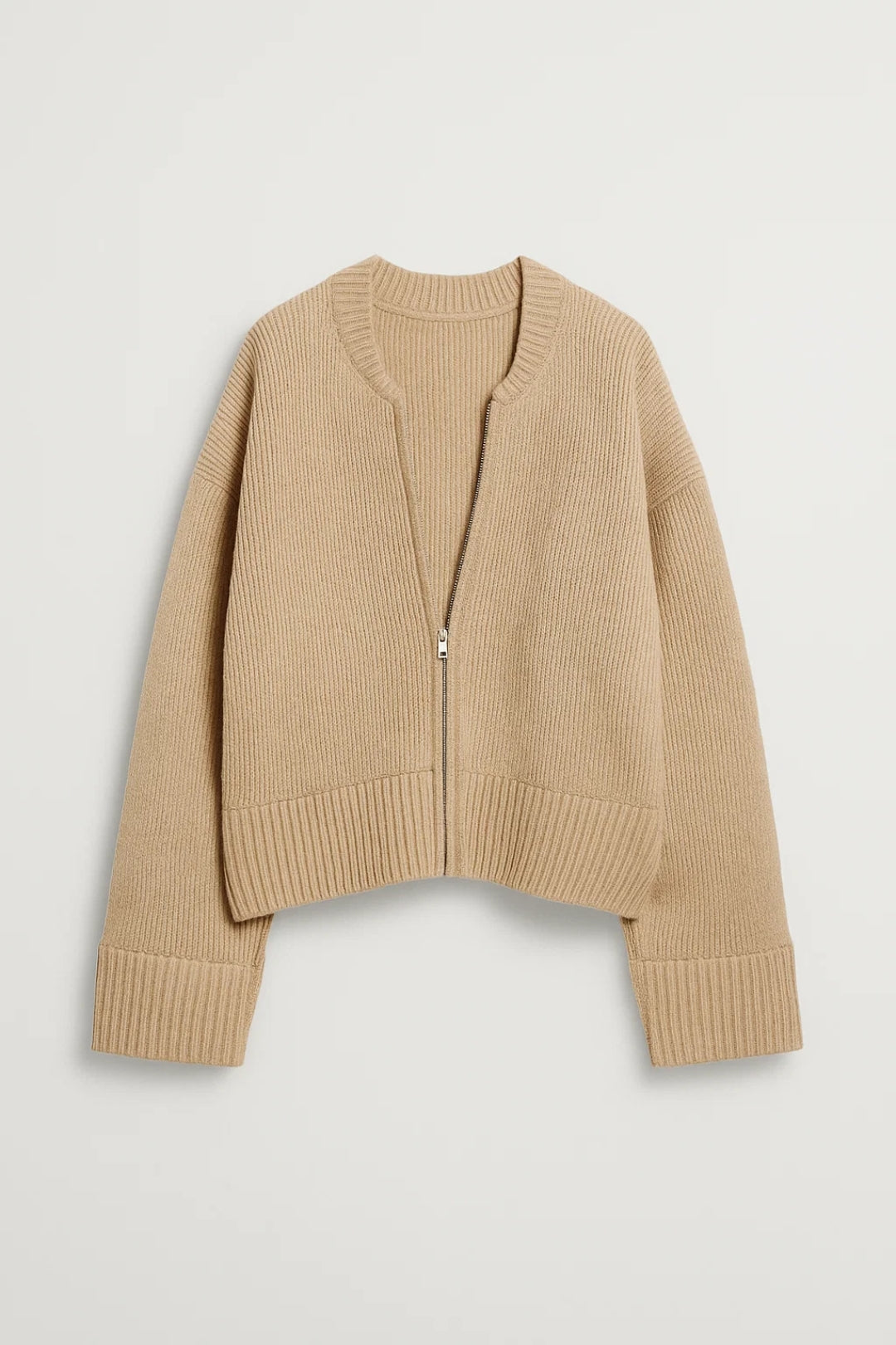 Dames Vest - Oversized Cardigan met Ronde Hals en Rits