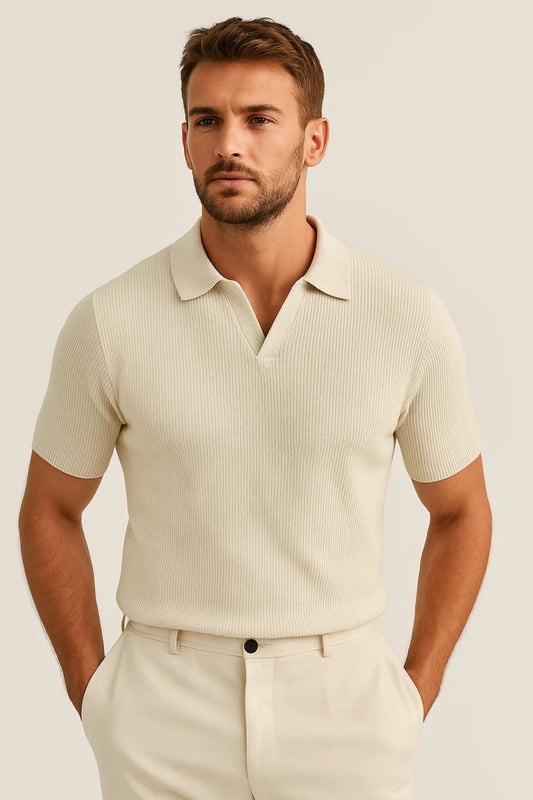 Heren Polo Lichtblauw Zomer Ribstructuur Comfortabel - StudioMarella
