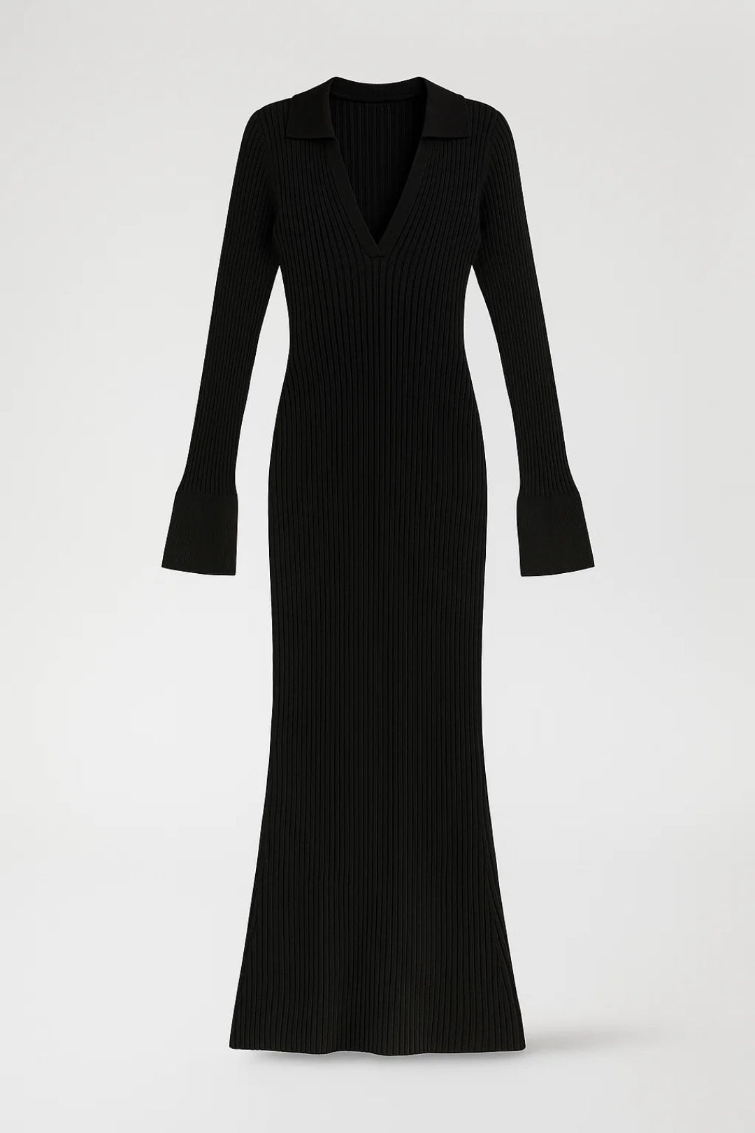 Lange Maxi Jurk Dames Met V-hals en Kraag Elegant - StudioMarella
