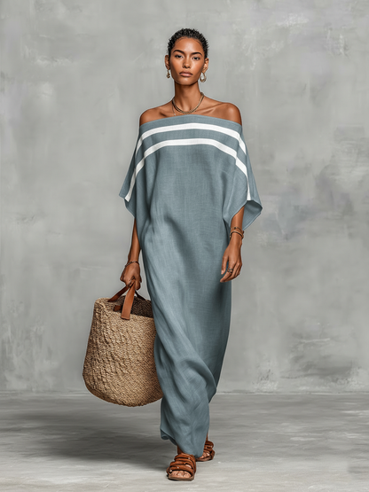 Dames maxi-jurk linnen minimalistisch model