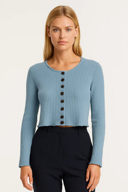 Vrouwen Top Cropped met Knopen Zomer Comfortabel