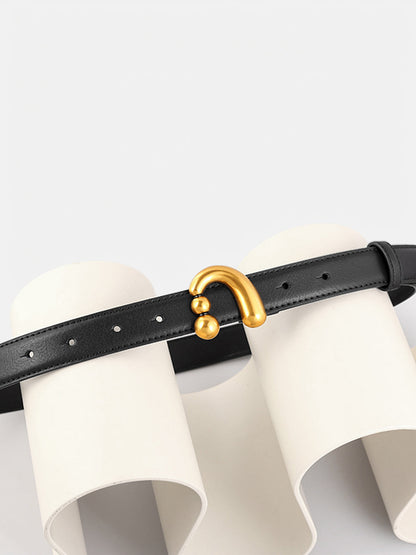 Gero Leren Riem Dames & Heren | Hoogwaardige Leer, Gouden Abstracte Gesp 2