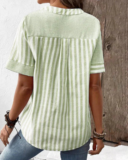 Gestreepte Blouse Dames | Knoopsluiting Relaxed Fit 1