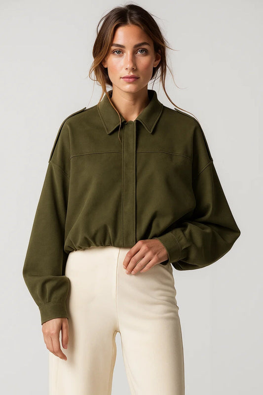 Dames Tussenjas Oversized Met Klassieke Kraag Casual Stijl - StudioMarella