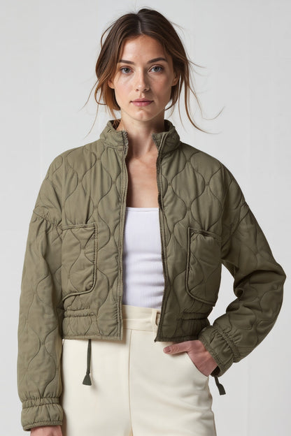 Dames Bomberjack Kort Gewatteerd Met Rits Casual Stijl - StudioMarella