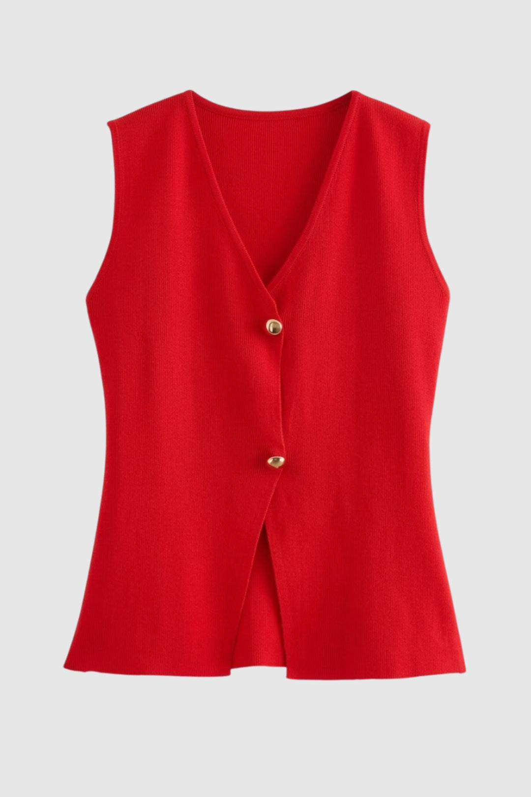 Dames Gilet Knoopvest V-hals met Gouden Versiering - StudioMarella