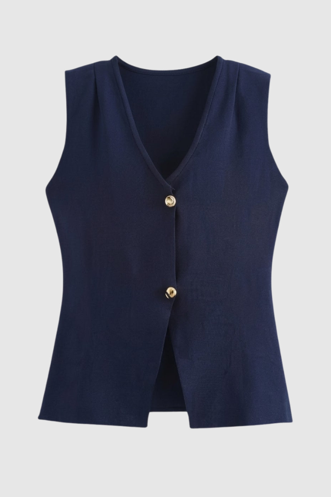 Dames Gilet Knoopvest V-hals met Gouden Versiering