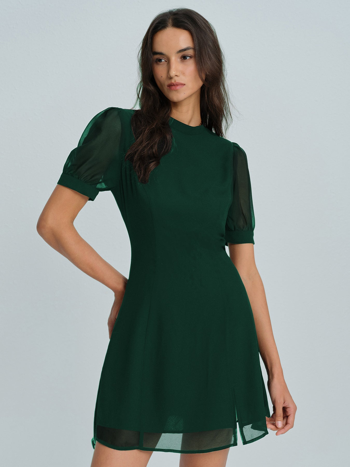 Gina | Dames Jurk - Chiffon Mini-jurk met Transparante Details 2