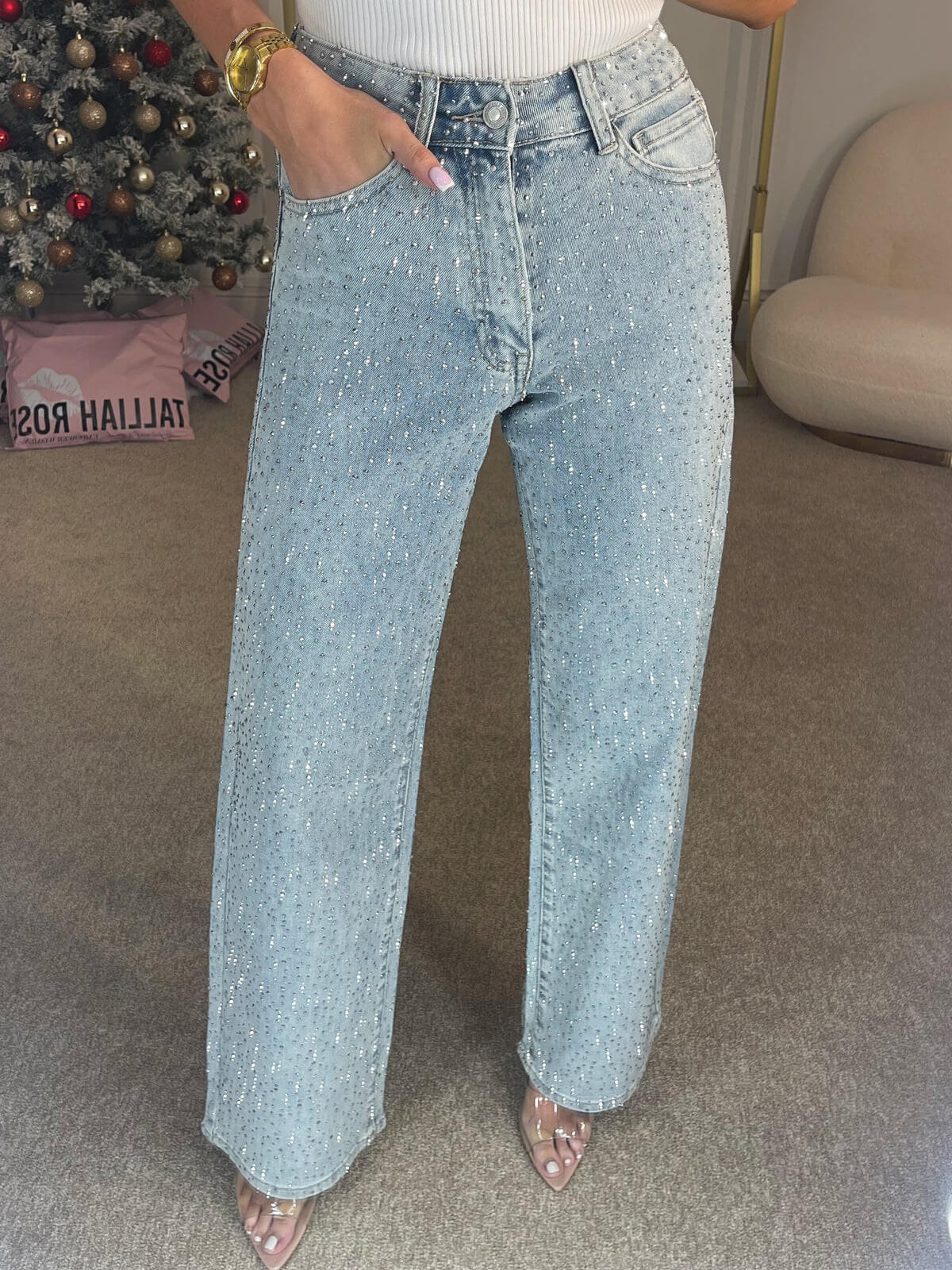 Glitterende damesjeans | High Waist & Sprankelende Look