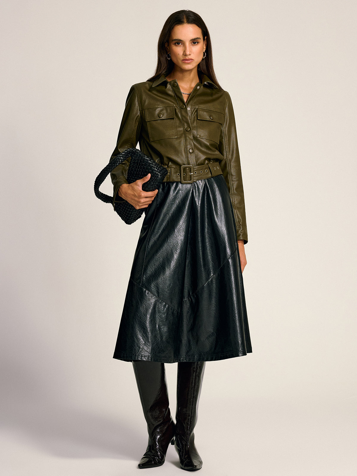 Dames Faux Leren Jas Slim Fit Kunstleder