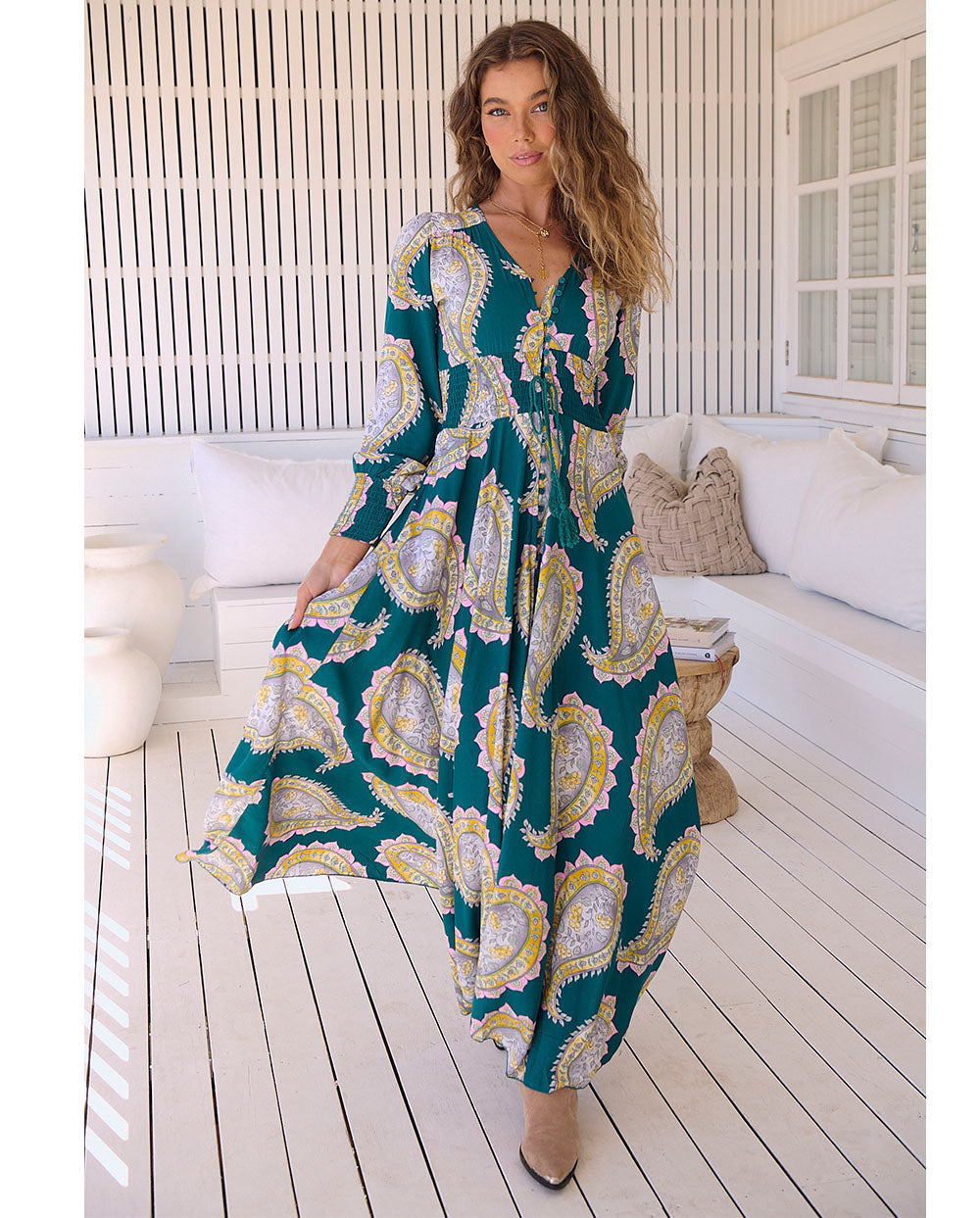 Maxi Jurk Lange Mouw Elegant