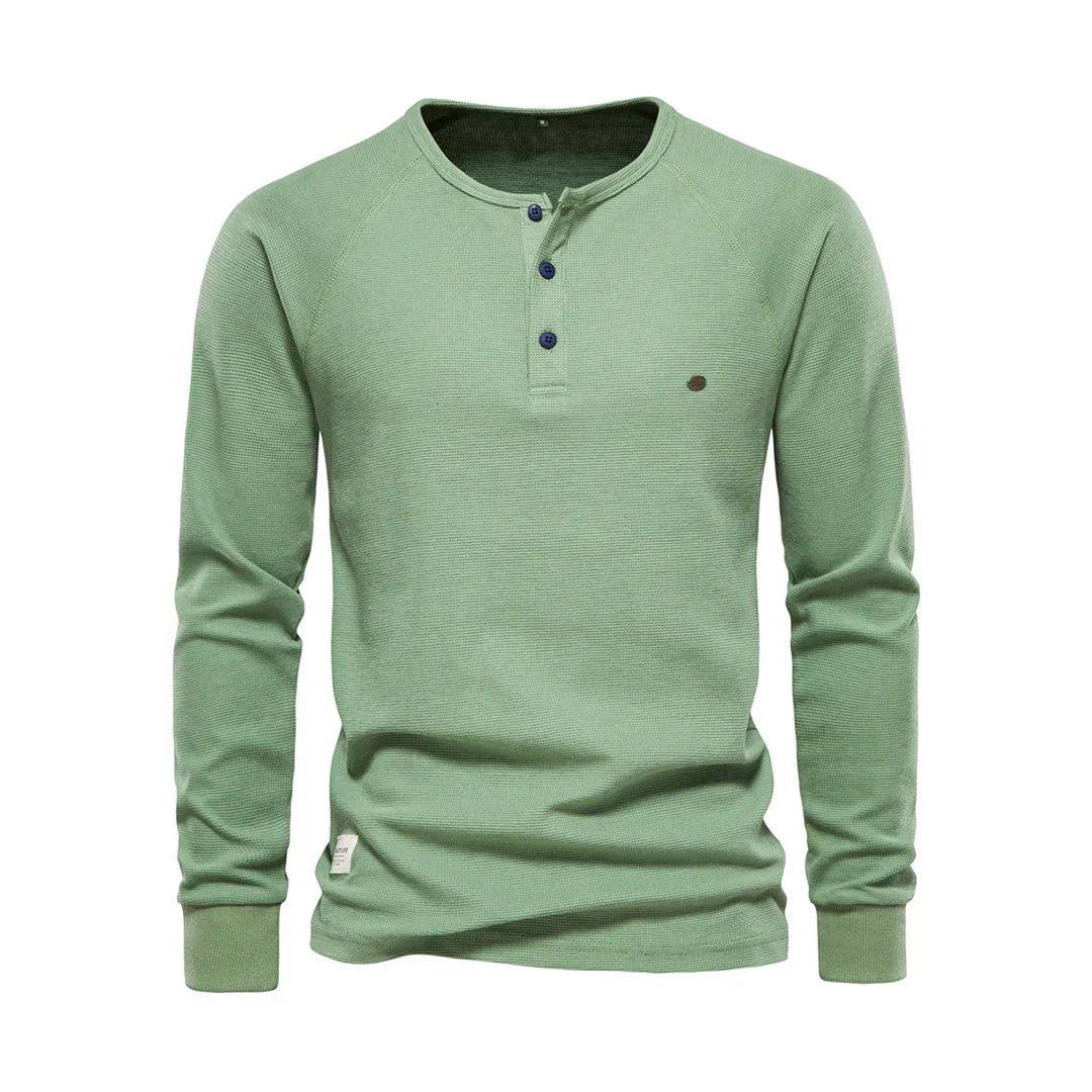 Heren Henley Shirt Lange Mouwen Casual Basic Streetwear