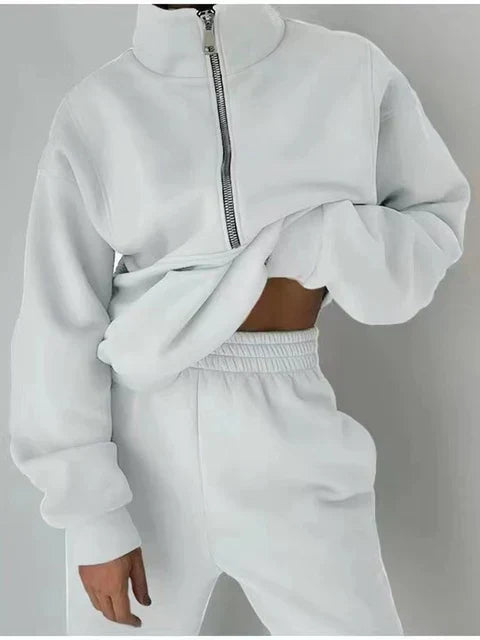 Comfortabele Sweater Set Half Zip voor Elke Dag