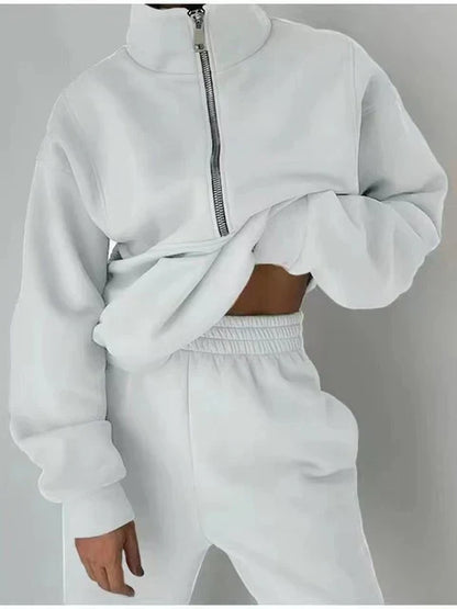 Comfortabele Sweater Set Half Zip voor Elke Dag