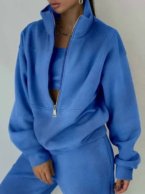 Comfortabele Sweater Set Half Zip voor Elke Dag