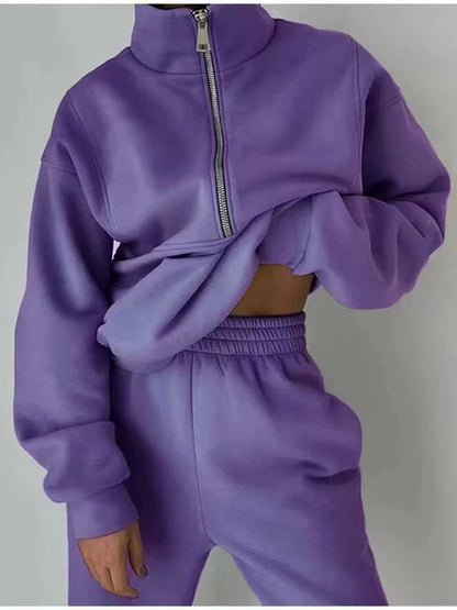 Comfortabele Sweater Set Half Zip voor Elke Dag