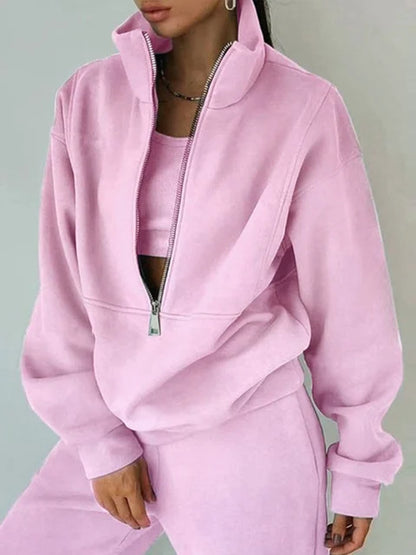 Comfortabele Sweater Set Half Zip voor Elke Dag