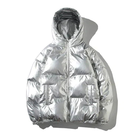 Warme Pufferjas Heren voor Winter Metallic Winddicht