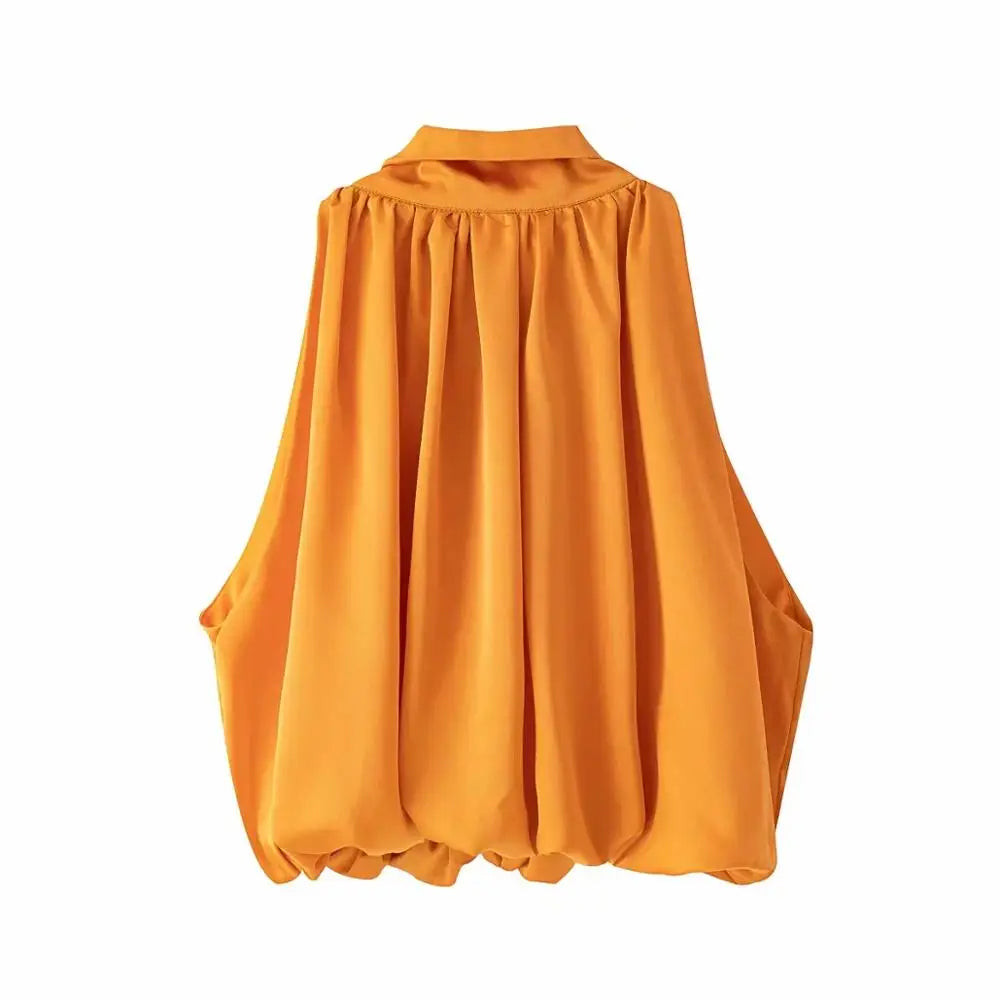 Dames Haltertop Oranje Kort Zomer Topje