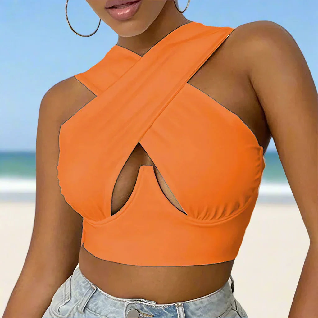 Mouwloze Cropped Top Oranje voor Dames