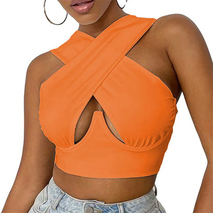 Mouwloze Cropped Top Oranje voor Dames - StudioMarella