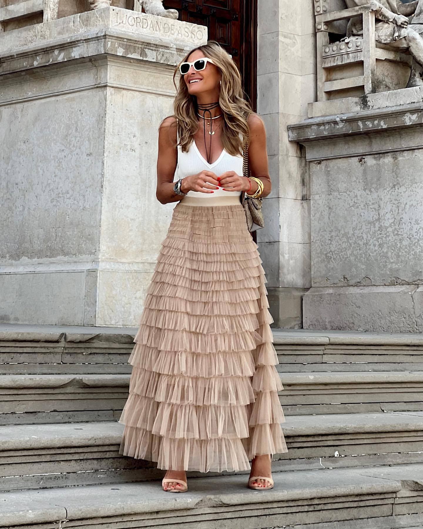 Maxi Rok van Tule met Elastische Waistband - StudioMarella