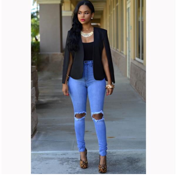 Dames Blazer Cape Jas Lange Mouwen Open Voorkant