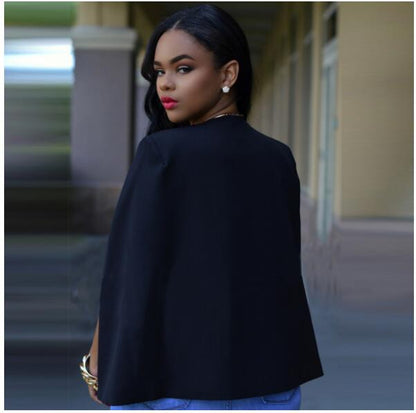 Dames Blazer Cape Jas Lange Mouwen Open Voorkant
