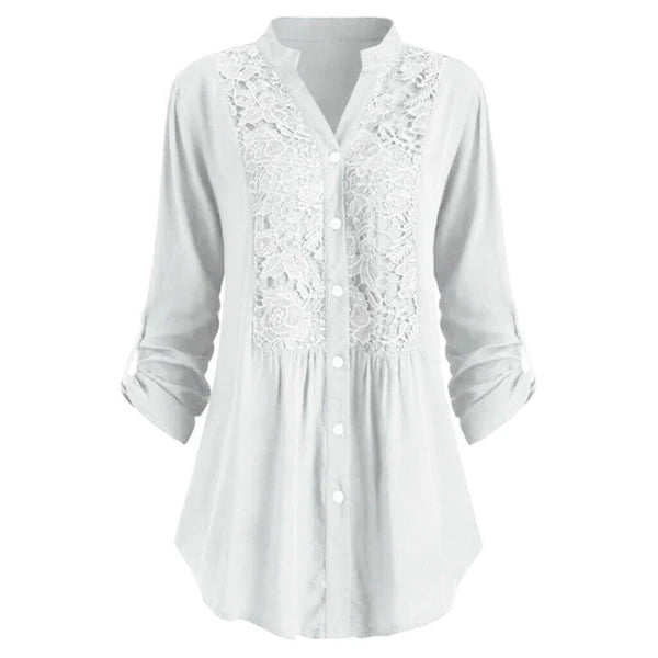 Dames Blouse met Kant en Ruches Mooi Aansluitend Model - StudioMarella