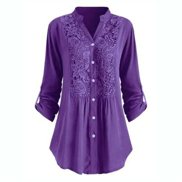 Dames Blouse met Kant en Ruches Mooi Aansluitend Model