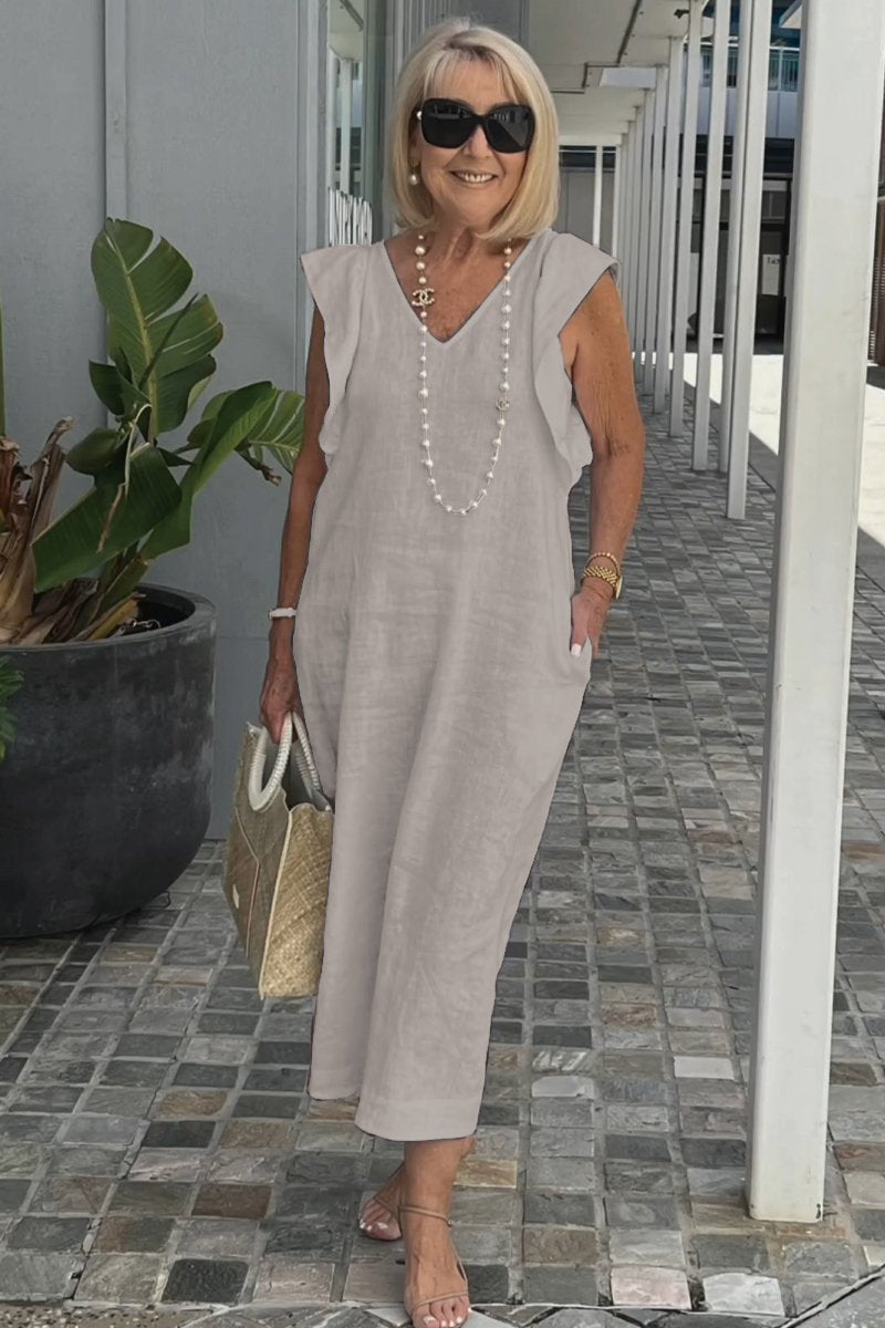 Mouwloze Midi Jurk voor Vrouw Zomerse Stijl - StudioMarella