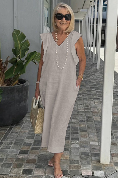 Mouwloze Midi Jurk voor Vrouw Zomerse Stijl - StudioMarella