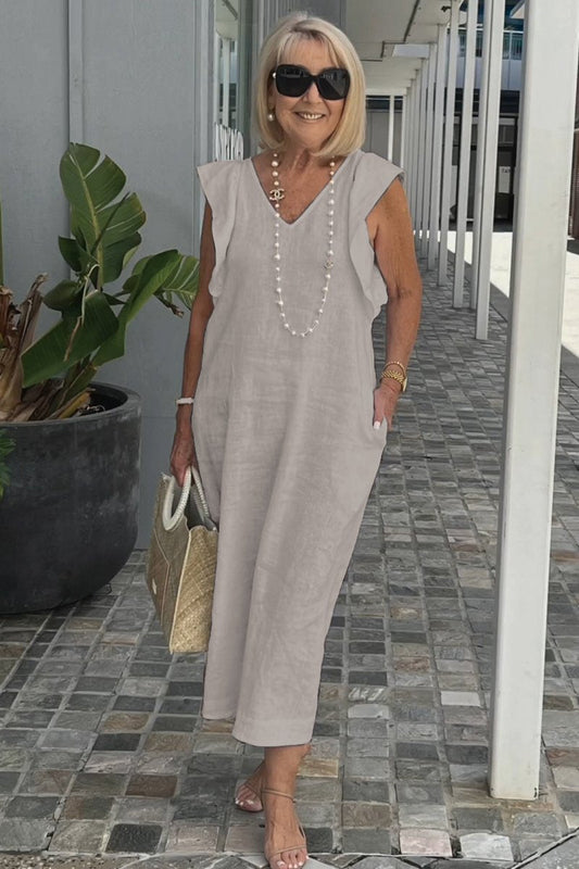 Mouwloze Midi Jurk voor Vrouw Zomerse Stijl - StudioMarella
