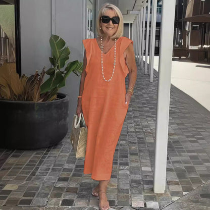Hallie | Mouwloze Zomerjurk Dames V-Hals Midi Wit 3