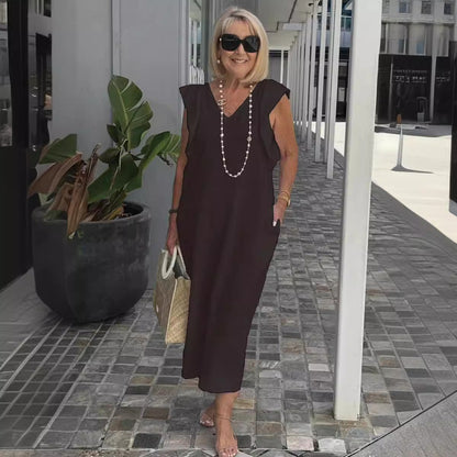Hallie | Mouwloze Zomerjurk Dames V-Hals Midi Wit 5