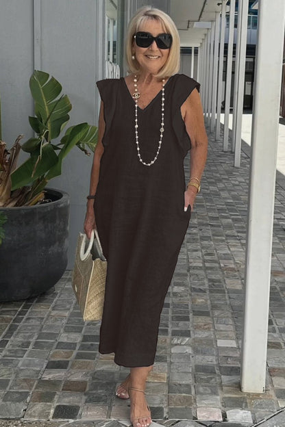 Hallie | Mouwloze Zomerjurk Dames V-Hals Midi Wit 6