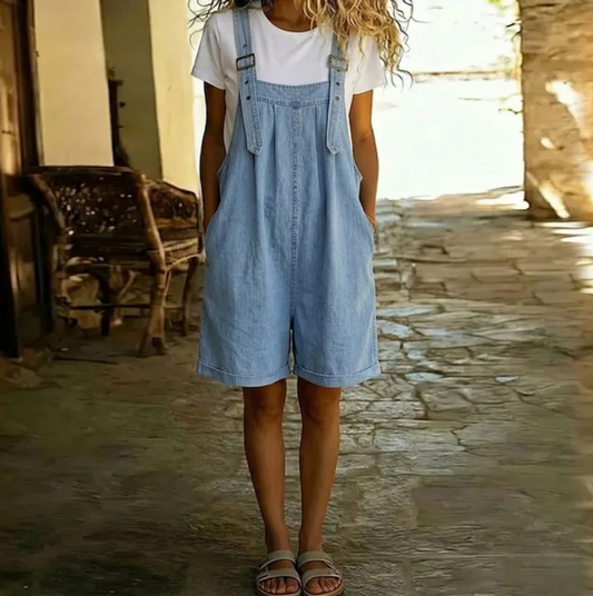 Mouwloze Jumpsuit Vintage Denim Stijl - StudioMarella